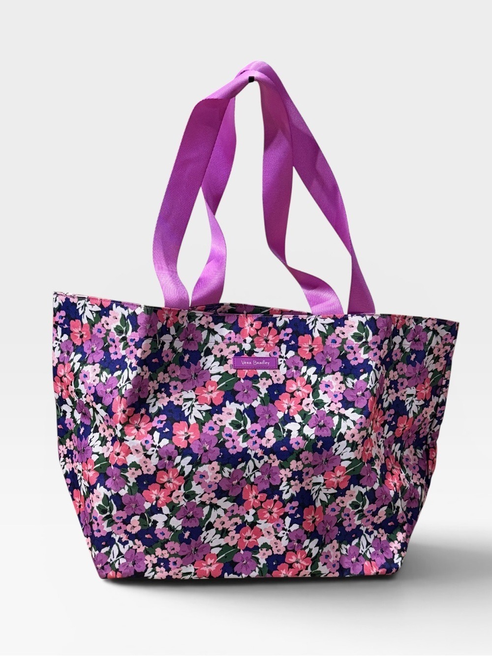 Vera Bradley Large Tote Bag Floral Print Purple Pink - Picture 3 of 12